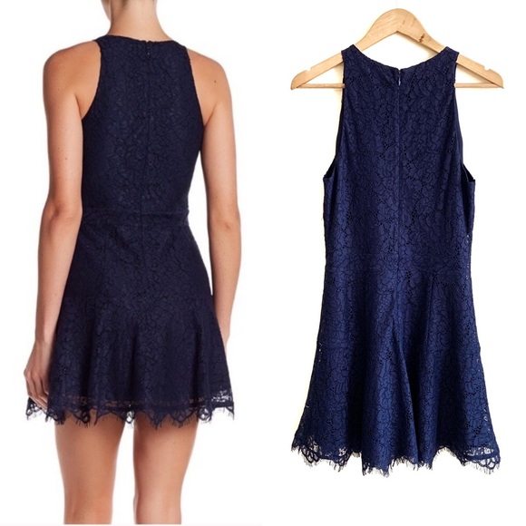 NWT Joie Navy Lace Adisa Mini Dress Size 6 - Picture 2 of 4